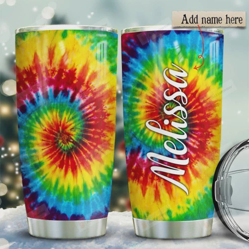 Personalized Tie Dye Hippie Peace Stainless Steel Vacuum Insulated Tumbler 20 Oz, Gifts For Birthday Christmas Thanksgiving, Tumbler Cups For Coffee/Tea With Lid