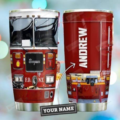 Personalized Fire Truck Stainless Steel Tumbler, Tumbler Cups For Coffee/Tea, Great Customized Gifts For Birthday Christmas Thanksgiving