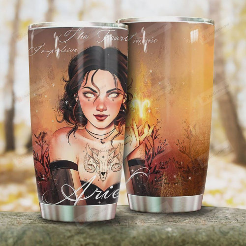 Personalized Zodiac Aries Girl Tumbler Stainless Steel Vacuum Insulated Double Wall Travel Tumbler With Lid, Tumbler Cups For Coffee/Tea, Perfect Gifts For Birthday Christmas Thanksgiving