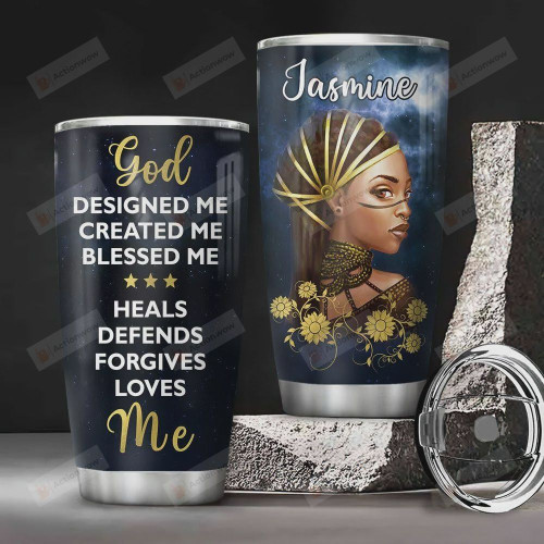 Personalized Black Women Faith God Loves Me Stainless Steel Vacuum Insulated Tumbler 20 Oz Gifts For Birthday Christmas Thanksgiving Coffee/ Tea Tumbler