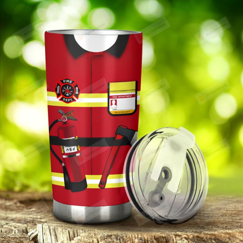 Fire Fighting Suit Stainless Steel Tumbler, Tumbler Cups For Coffee/Tea, Great Customized Gifts For Birthday Christmas Thanksgiving Gift For Firefighter