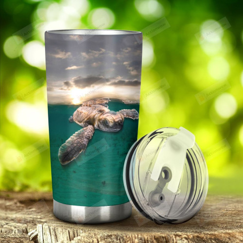 Turtle Into The Ocean Tumbler Stainless Steel Tumbler, Tumbler Cups For Coffee/Tea, Great Customized Gifts For Birthday Christmas Thanksgiving, Anniversary