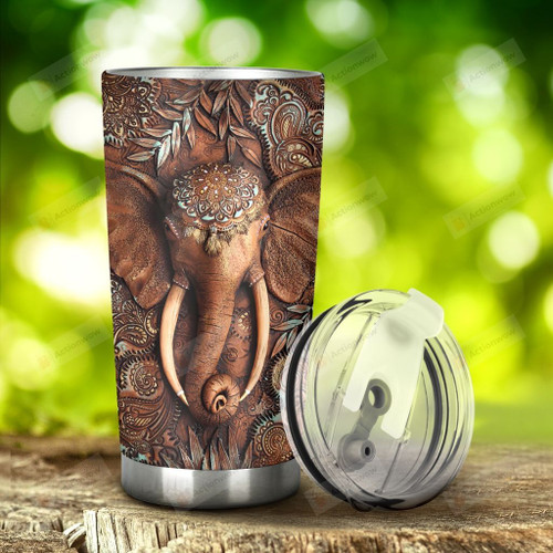 Elephant Sculpture Stainless Steel Tumbler, Tumbler Cups For Coffee/Tea, Great Customized Gifts For Birthday Christmas Thanksgiving