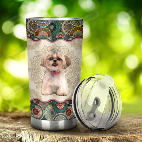 Shiz Tzu Vintage Mandala Stainless Steel Tumbler, Tumbler Cups For Coffee/Tea, Great Customized Gifts For Birthday Christmas Thanksgiving