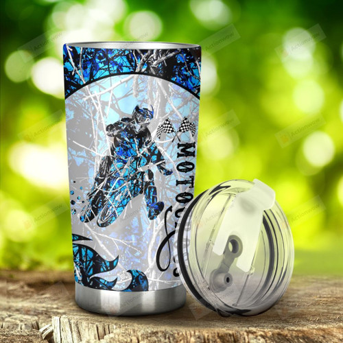 Motocross Hydrographic Tumbler Stainless Steel Tumbler, Tumbler Cups For Coffee/Tea, Great Customized Gifts For Birthday Christmas Thanksgiving, Anniversary