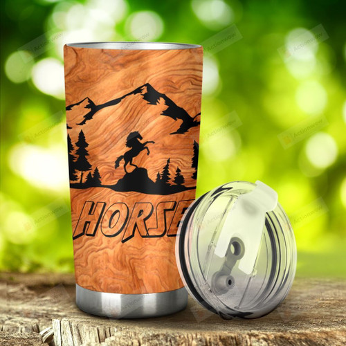 Horse In Wood Background Tumbler Stainless Steel Tumbler, Tumbler Cups For Coffee/Tea, Great Customized Gifts For Birthday Christmas Thanksgiving Anniversary