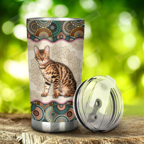 Bengal Cat Vintage Mandala Tumbler Stainless Steel Tumbler, Tumbler Cups For Coffee/Tea, Great Customized Gifts For Birthday Christmas Thanksgiving Anniversary