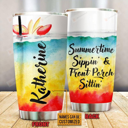 Personalized Porch Summertime Sippin Customized Stainless Steel Tumbler, Tumbler Cups For Coffee/Tea, Great Customized Gifts For Birthday Christmas Thanksgiving