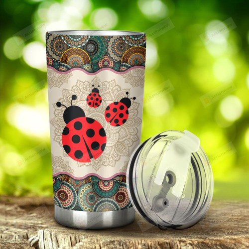 Ladybugs Vintage Mandala Tumbler Stainless Steel Tumbler, Tumbler Cups For Coffee/Tea, Great Customized Gifts For Birthday Christmas Thanksgiving