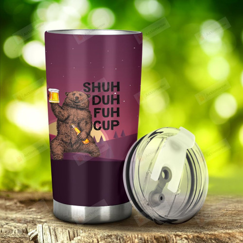 Camping Bear With Mountain Stainless Steel Tumbler, Tumbler Cups For Coffee/Tea, Great Customized Gifts For Birthday Christmas Thanksgiving