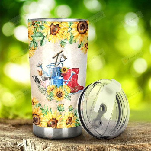 Sunflower And Farmer Tumbler Stainless Steel Tumbler, Tumbler Cups For Coffee/Tea, Great Customized Gifts For Birthday Christmas Thanksgiving Anniversary