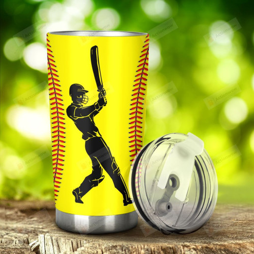 Softball He Pitches Tumbler Stainless Steel Tumbler, Tumbler Cups For Coffee/Tea, Great Customized Gifts For Birthday Christmas Thanksgiving Anniversary