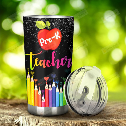 Teacher Pre-k Get Your Crayon Colorful Stainless Steel Tumbler, Tumbler Cups For Coffee/Tea, Great Customized Gifts For Birthday Christmas Thanksgiving