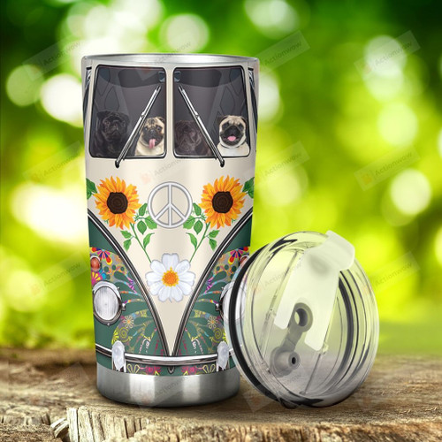 Pug Hippie Tumbler Stainless Steel Tumbler, Tumbler Cups For Coffee/Tea, Great Customized Gifts For Birthday Christmas Thanksgiving Anniversary