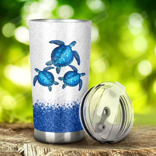 Blue Turtle I'M Just A Girl Who Loves Turtles Stainless Steel Tumbler, Tumbler Cups For Coffee/Tea, Great Customized Gifts For Birthday Christmas Thanksgiving Anniversary