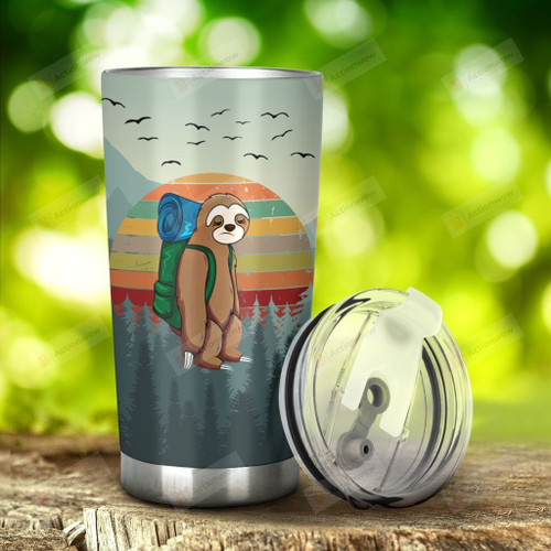 Hiking Sloth We Will Get There When We Get There Tumbler Stainless Steel Tumbler, Tumbler Cups For Coffee/Tea, Great Customized Gifts For Birthday Christmas Thanksgiving Anniversary