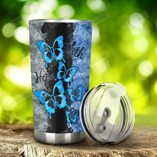 Blue Butterfly Hope Love Live Stainless Steel Tumbler, Tumbler Cups For Coffee/Tea, Great Customized Gifts For Birthday Christmas Thanksgiving