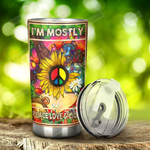 Sunflower Girl I'm Mostly Love And Peace Stainless Steel Tumbler, Tumbler Cups For Coffee/Tea, Great Customized Gifts For Birthday Christmas Thanksgiving