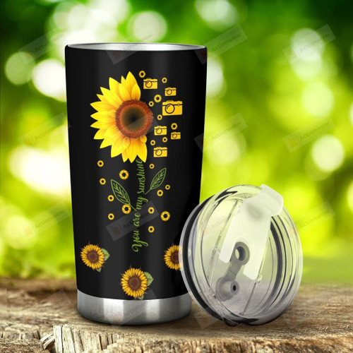 Sunflower And Cameras There Was A Girl Who Loved Sunflowers And Cameras Stainless Steel Tumbler, Tumbler Cups For Coffee/Tea, Great Customized Gifts For Birthday Christmas Thanksgiving Anniversary
