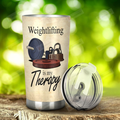 Weighlifting Is My Therapy Tumbler Stainless Steel Tumbler, Tumbler Cups For Coffee/Tea, Great Customized Gifts For Birthday Christmas Thanksgiving Anniversary