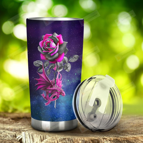 Dragon And Roses Stainless Steel Tumbler, Tumbler Cups For Coffee/Tea, Great Customized Gifts For Birthday Christmas Thanksgiving