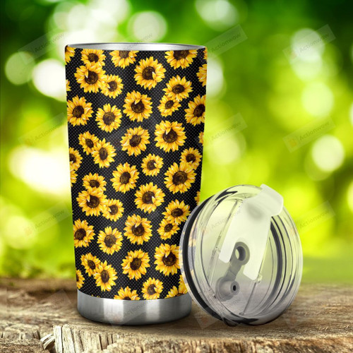 Sunflower Pattern Stainless Steel Tumbler, Tumbler Cups For Coffee/Tea, Great Customized Gifts For Birthday Christmas Thanksgiving