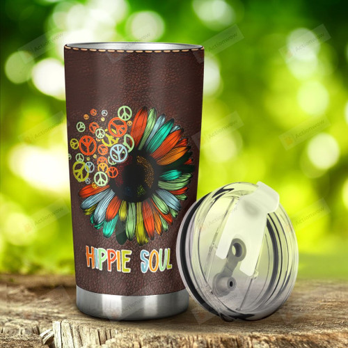 Colorful Flower Hippie Soul Stainless Steel Tumbler, Tumbler Cups For Coffee/Tea, Great Customized Gifts For Birthday Christmas Thanksgiving