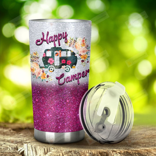 Camping Happy Camper Tumbler Stainless Steel Tumbler, Tumbler Cups For Coffee/Tea, Great Customized Gifts For Birthday Christmas Thanksgiving Anniversary