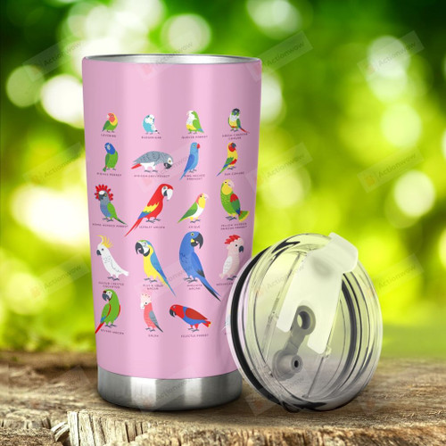 Colorful Parrot Kinds Of Parrots Stainless Steel Tumbler, Tumbler Cups For Coffee/Tea, Great Customized Gifts For Birthday Christmas Thanksgiving Anniversary