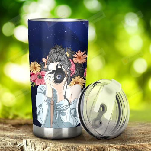 Camera And Girl I'M The Girl Who Calls The Shots Stainless Steel Tumbler, Tumbler Cups For Coffee/Tea, Great Customized Gifts For Birthday Christmas Thanksgiving Anniversary