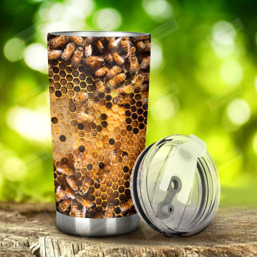 Bees And Honeycomb Tumbler Stainless Steel Tumbler, Tumbler Cups For Coffee/Tea, Great Customized Gifts For Birthday Christmas Thanksgiving Anniversary