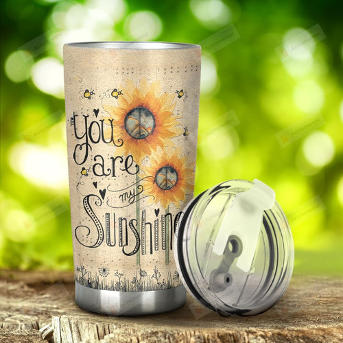 Sunflower Hippie You Are My Sunshine Stainless Steel Tumbler, Tumbler Cups For Coffee/Tea, Great Customized Gifts For Birthday Christmas Thanksgiving Anniversary