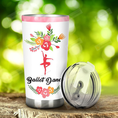 Ballet Dance With Flower Tumbler Stainless Steel Tumbler, Tumbler Cups For Coffee/Tea, Great Customized Gifts For Birthday Christmas Thanksgiving Anniversary