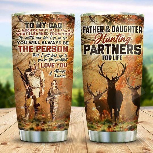To My Dad Father And Daughter Partners For Life Happy Father's Day From Daughter For Dad 20 Oz Sports Bottle Stainless Steel Vacuum Insulated Tumbler