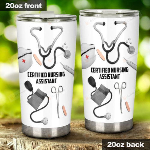 Certified Nursing Assistant Stethoscope Scissor And Needle Stainless Steel Tumbler, Tumbler Cups For Coffee/Tea, Great Customized Gifts For Birthday Christmas Thanksgiving