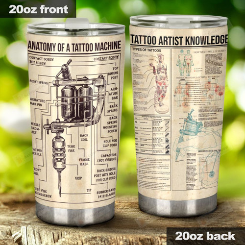 The Anatomy Of A Tattoo Machine Stainless Steel Tumbler, Tumbler Cups For Coffee/Tea, Great Customized Gifts For Birthday Christmas Thanksgiving