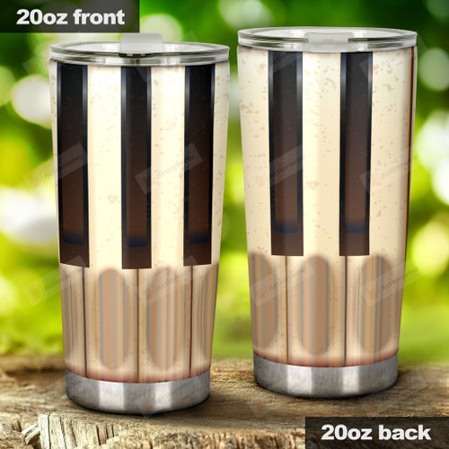 Old Piano Keys Around Stainless Steel Tumbler, Tumbler Cups For Coffee/Tea, Great Customized Gifts For Birthday Christmas Thanksgiving