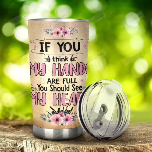 American Sign Language You Should See My Heart ASL Knowledge Stainless Steel Tumbler, Tumbler Cups For Coffee/Tea, Great Customized Gifts For Birthday Christmas Thanksgiving, Anniversary
