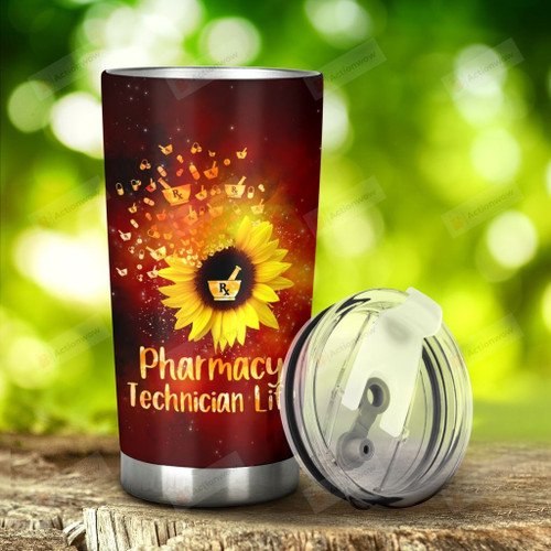 Sunflower Pharmacy Technician Life Stainless Steel Tumbler, Tumbler Cups For Coffee/Tea, Great Customized Gifts For Birthday Christmas Thanksgiving, Anniversary
