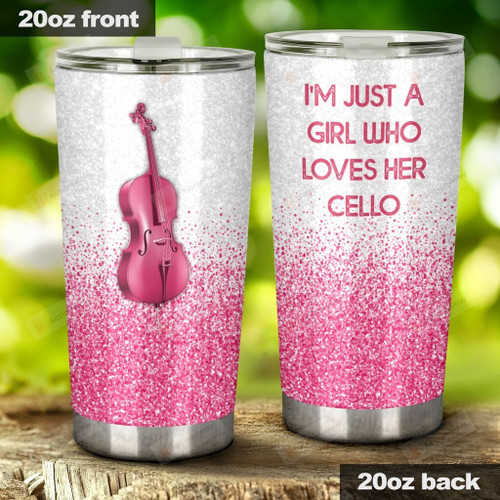 I'm Just A Girl Who Loves Her Cello Sparkle Cello Stainless Steel Tumbler, Tumbler Cups For Coffee/Tea, Great Customized Gifts For Birthday Christmas Thanksgiving