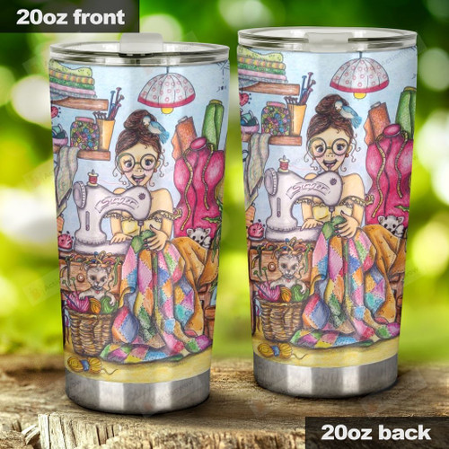 Happy Girl Quilting Stainless Steel Tumbler, Tumbler Cups For Coffee/Tea, Great Customized Gifts For Birthday Christmas Thanksgiving