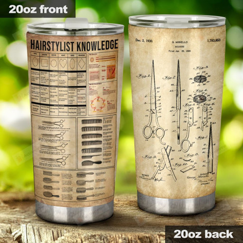 Hairstylist Knowledge Painting Design Of Scissor And Razor Blade Stainless Steel Tumbler, Tumbler Cups For Coffee/Tea, Great Customized Gifts For Birthday Christmas Thanksgiving