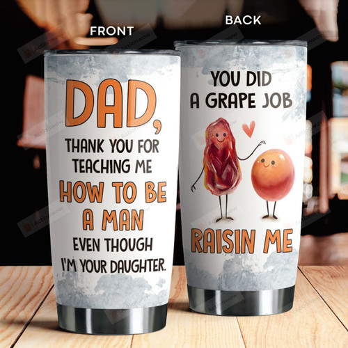 Dad Thank You For Teaching Me How To Be A Man Best Gifts For Grape Dad Grape Lovers Father's Day 20 Oz Sport Bottle Stainless Steel Vacuum Insulated Tumbler