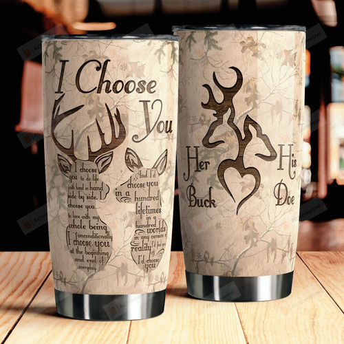 I Choose You To Do Life With Hand In Hand Best Gifts For Husband From Wife Deer Hunters Father's Day 20 Oz Sport Bottle Stainless Steel Vacuum Insulated Tumbler