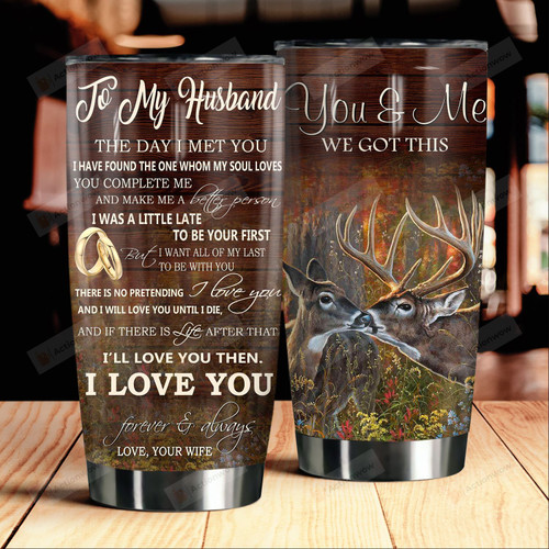 Personalized To My Husband The Day I Met You Best Gifts For Deer Husband From Wife Deer Hunters Father's Day 20 Oz Sport Bottle Stainless Steel Vacuum Insulated Tumbler