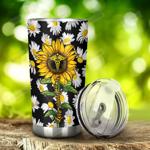 Sunflower Love What You Do Stainless Steel Tumbler, Tumbler Cups For Coffee/Tea, Great Customized Gifts For Birthday Christmas Thanksgiving