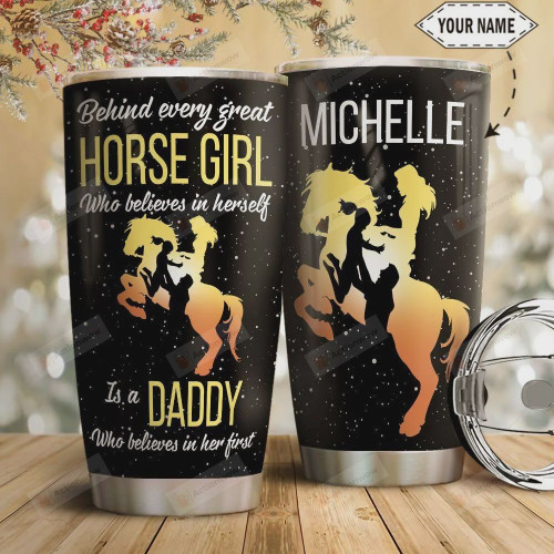 Horse Girl Personalized Tumbler Cup Behind Horse Girl Is A Daddy Stainless Steel Insulated Tumbler 20 Oz Coffee/ Tea Tumbler With Lid Great Gifts For Birthday Christmas Best Gifts For Horse Rider