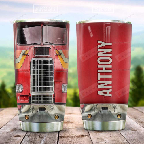 Truck Lover Personalized Red Tumbler Cup Stainless Steel Insulated Tumbler 20 Oz Best Gifts For Trucker Truck Driver Great Customized Gifts For Birthday Christmas Thanksgiving Coffee/ Tea Tumbler