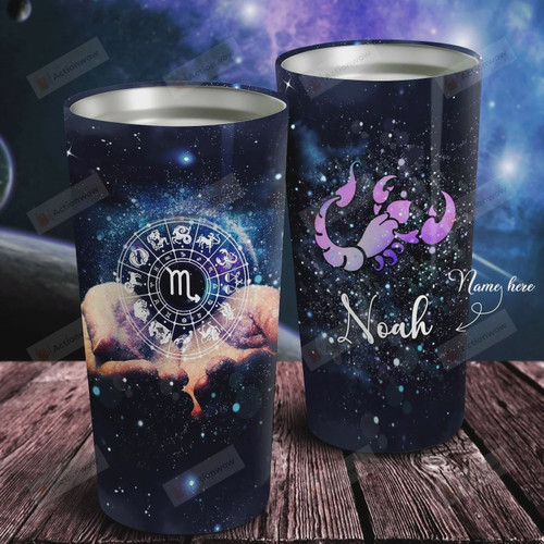 Personalized Zodiac Scorpio Galaxy Tumbler Stainless Steel Vacuum Insulated Double Wall Travel Tumbler With Lid, Tumbler Cups For Coffee/Tea, Perfect Gifts For Birthday Christmas Thanksgiving