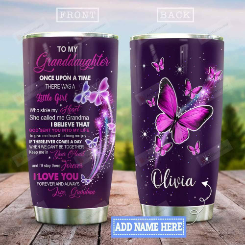 Purple Butterfly Personalized Tumbler Cup, To My Granddaughter, Stainless Steel Insulated Tumbler 20 Oz, Great Gifts For Granddaughter From Grandma, Best Gifts For Birthday Christmas